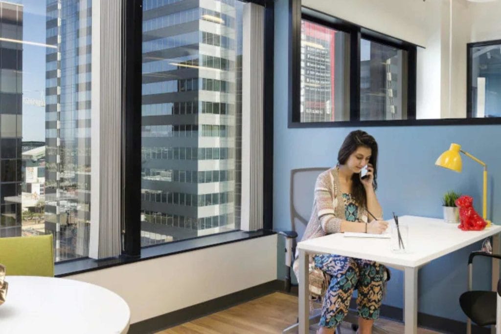 A modern Regus office in San Francisco, showcasing a professional workspace in a vibrant urban setting.